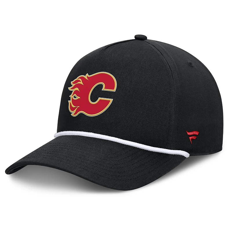 Men's Fanatics Black Calgary Flames Authentic Pro Rink Roper A-Frame Adjustable Hat