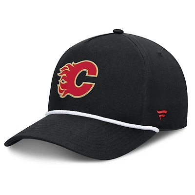 Men's Fanatics Black Calgary Flames Authentic Pro Rink Roper A-Frame Adjustable Hat