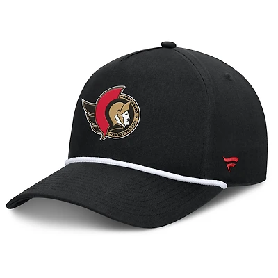 Men's Fanatics Black Ottawa Senators Authentic Pro Rink Roper A-Frame Adjustable Hat