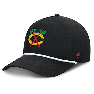 Men's Fanatics Black Chicago Blackhawks Authentic Pro Rink Roper A-Frame Adjustable Hat