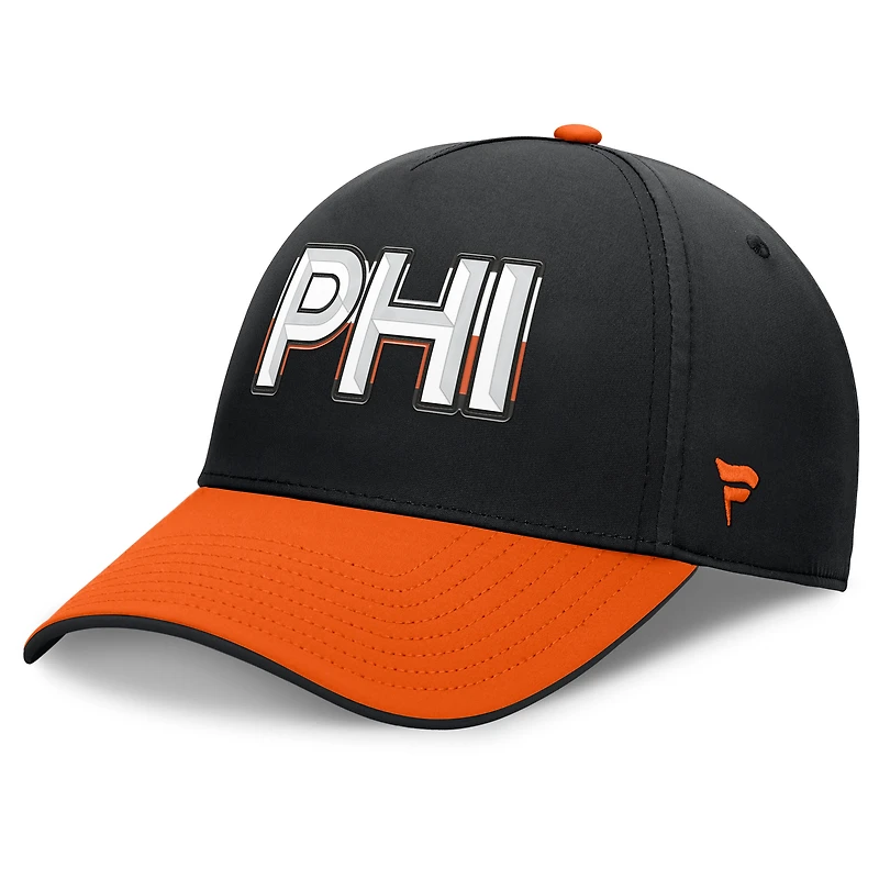 Men's Fanatics Black/Orange Philadelphia Flyers Authentic Pro Rink Team Code Flex Hat