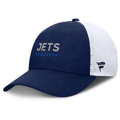 Men's Fanatics Navy/White Winnipeg Jets Authentic Pro Rink Lockup Adjustable Trucker Hat