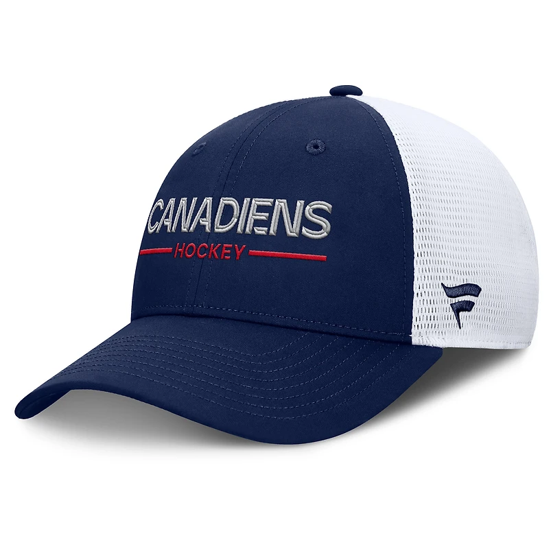Men's Fanatics Navy/White Montreal Canadiens Authentic Pro Rink Lockup Adjustable Trucker Hat