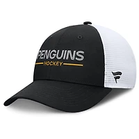 Men's Fanatics Black/White Pittsburgh Penguins Authentic Pro Rink Lockup Adjustable Trucker Hat