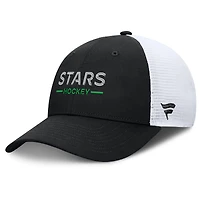 Men's Fanatics Black/White Dallas Stars Authentic Pro Rink Lockup Adjustable Trucker Hat