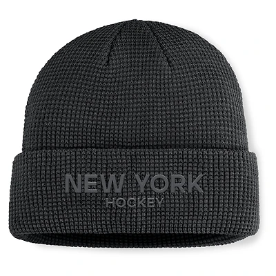 Men's Fanatics Black New York Islanders Authentic Pro Road Cuffed Knit Hat
