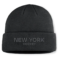 Men's Fanatics Black New York Islanders Authentic Pro Road Cuffed Knit Hat