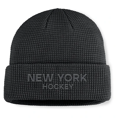 Men's Fanatics Black New York Rangers Authentic Pro Road Cuffed Knit Hat