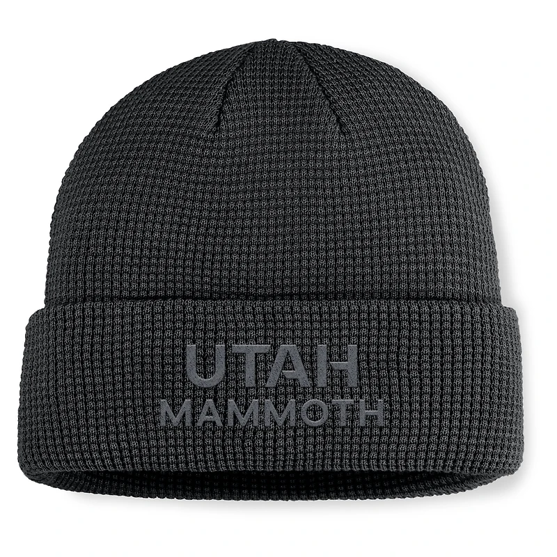 Men's Fanatics Black Utah Mammoth Authentic Pro Road Cuffed Knit Hat