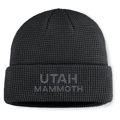 Men's Fanatics Black Utah Mammoth Authentic Pro Road Cuffed Knit Hat