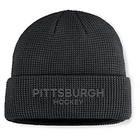 Men's Fanatics Black Pittsburgh Penguins Authentic Pro Road Cuffed Knit Hat