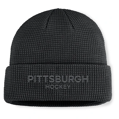 Men's Fanatics Black Pittsburgh Penguins Authentic Pro Road Cuffed Knit Hat