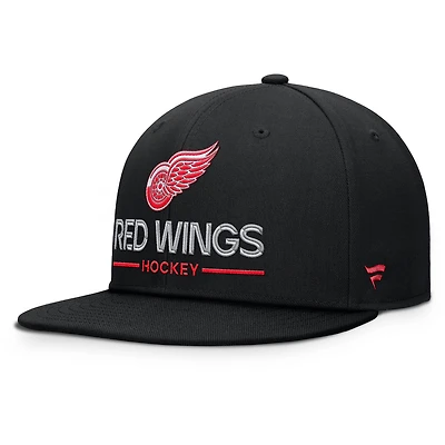 Men's Fanatics Black Detroit Red Wings Authentic Pro Rink Lockup Snapback Hat