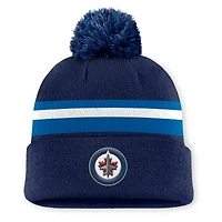 Men's Fanatics Navy Winnipeg Jets Authentic Pro Rink Cuffed Knit Hat with Pom