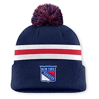 Men's Fanatics Navy New York Rangers Authentic Pro Rink Cuffed Knit Hat with Pom