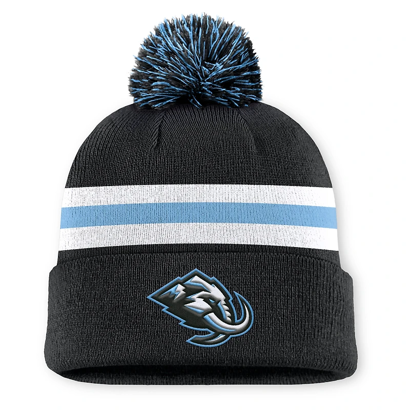 Men's Fanatics Black Utah Mammoth Authentic Pro Rink Cuffed Knit Hat with Pom