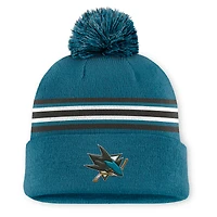 Men's Fanatics Teal San Jose Sharks Authentic Pro Rink Cuffed Knit Hat with Pom