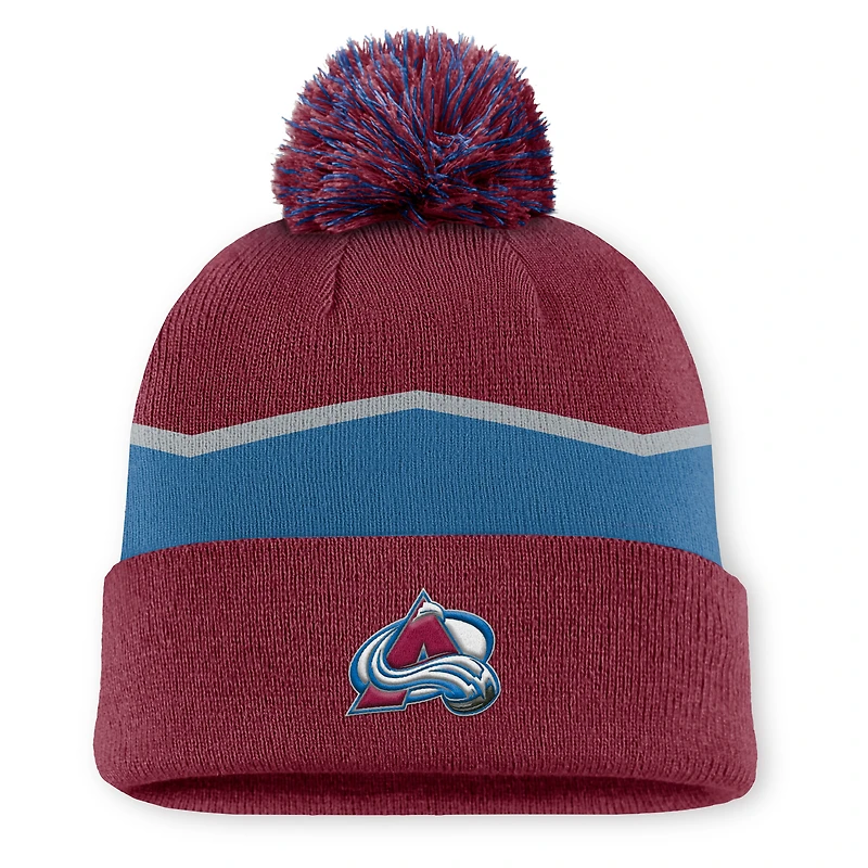 Men's Fanatics Burgundy Colorado Avalanche Authentic Pro Rink Cuffed Knit Hat with Pom