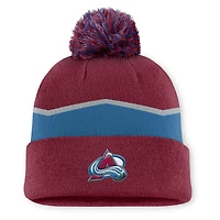 Men's Fanatics Burgundy Colorado Avalanche Authentic Pro Rink Cuffed Knit Hat with Pom