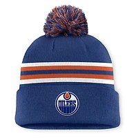 Men's Fanatics Royal Edmonton Oilers Authentic Pro Rink Cuffed Knit Hat with Pom