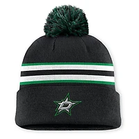 Men's Fanatics Black Dallas Stars Authentic Pro Rink Cuffed Knit Hat with Pom