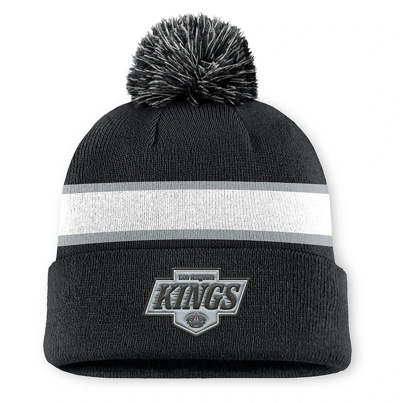 Men's Fanatics Black Los Angeles Kings Authentic Pro Rink Cuffed Knit Hat with Pom