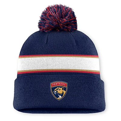 Men's Fanatics Navy Florida Panthers Authentic Pro Rink Cuffed Knit Hat with Pom