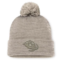 Men's Fanatics Tan Utah Mammoth Authentic Pro Road Cuffed Knit Hat with Pom