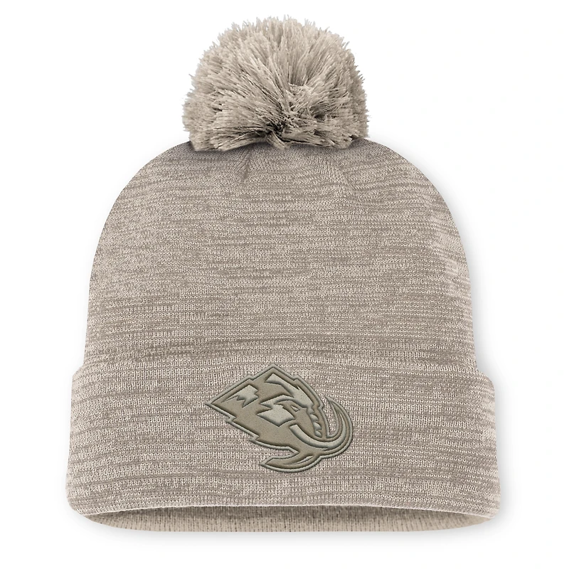 Men's Fanatics Tan Utah Mammoth Authentic Pro Road Cuffed Knit Hat with Pom