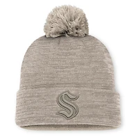 Men's Fanatics Tan Seattle Kraken Authentic Pro Road Cuffed Knit Hat with Pom