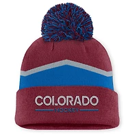 Women's Fanatics Burgundy Colorado Avalanche Authentic Pro Rink Cuffed Knit Hat with Pom