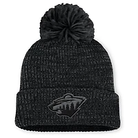 Women's Fanatics Black Minnesota Wild Authentic Pro Road Cuffed Knit Hat with Pom