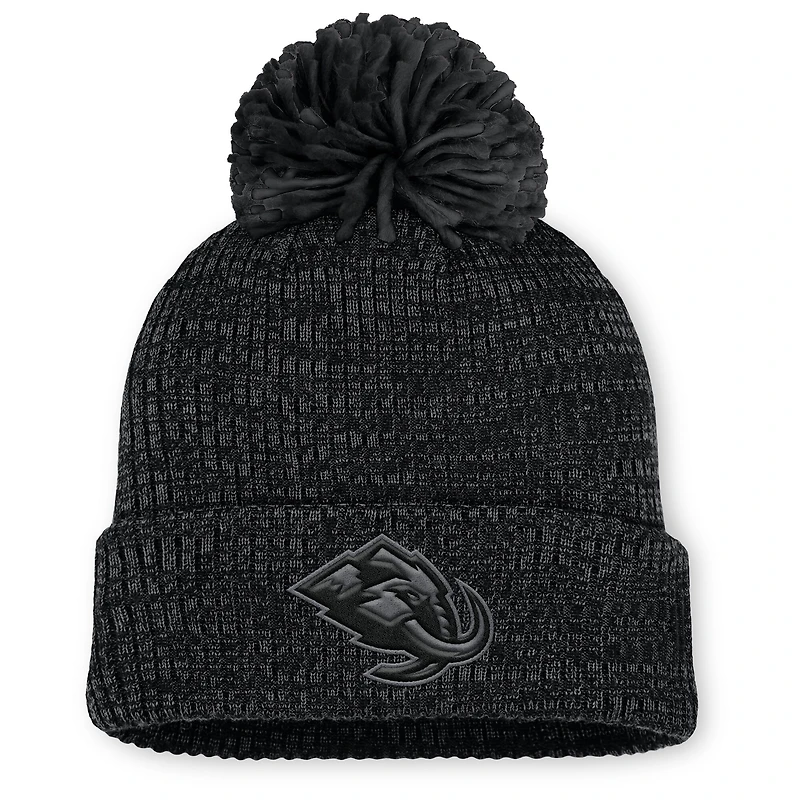 Women's Fanatics Black Utah Mammoth Authentic Pro Road Cuffed Knit Hat with Pom