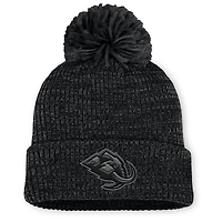 Women's Fanatics Black Utah Mammoth Authentic Pro Road Cuffed Knit Hat with Pom