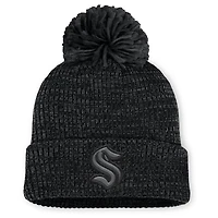 Women's Fanatics Black Seattle Kraken Authentic Pro Road Cuffed Knit Hat with Pom