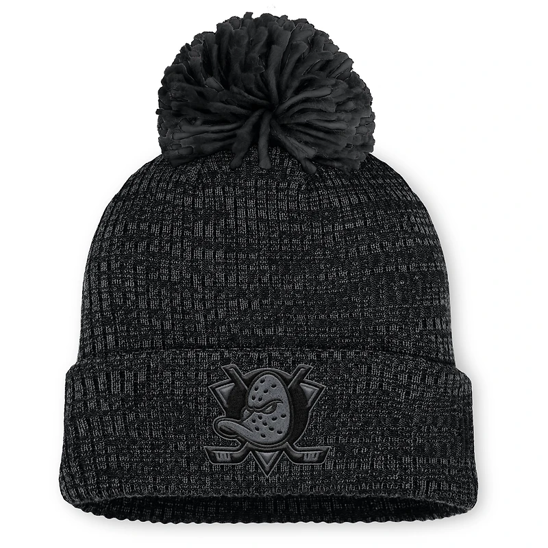 Women's Fanatics Black Anaheim Ducks Authentic Pro Road Cuffed Knit Hat with Pom