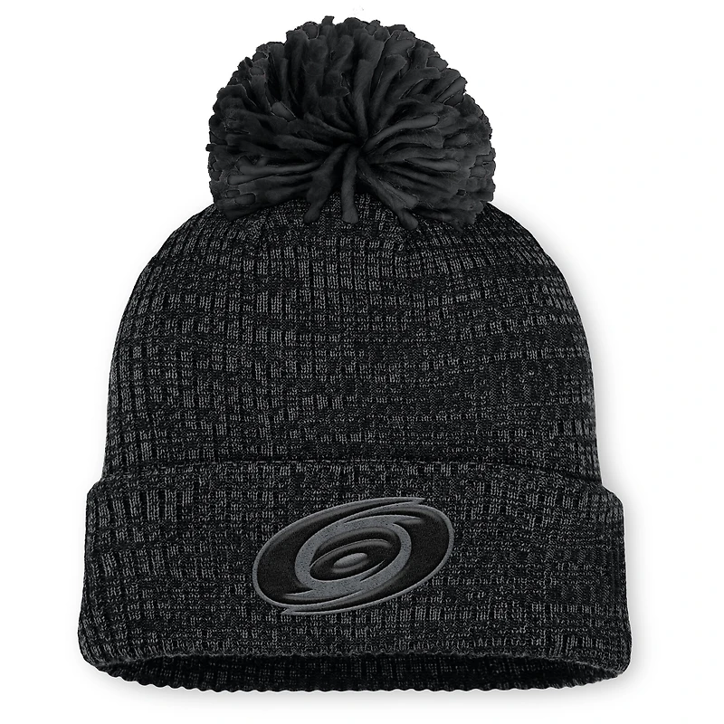 Women's Fanatics Black Carolina Hurricanes Authentic Pro Road Cuffed Knit Hat with Pom