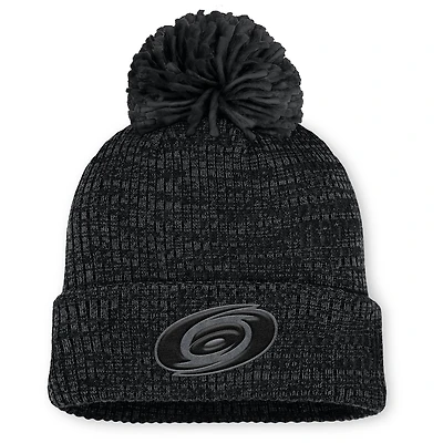 Women's Fanatics Black Carolina Hurricanes Authentic Pro Road Cuffed Knit Hat with Pom