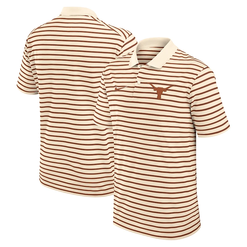 Men's Nike Tan Texas Longhorns Solid Foundation Striped Performance Polo