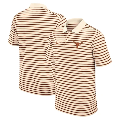 Men's Nike Tan Texas Longhorns Solid Foundation Striped Performance Polo