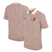 Men's Nike Cream Alabama Crimson Tide Solid Foundation Striped Performance Polo
