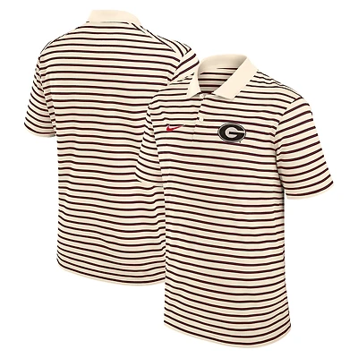 Men's Nike Cream Georgia Bulldogs Solid Foundation Striped Performance Polo