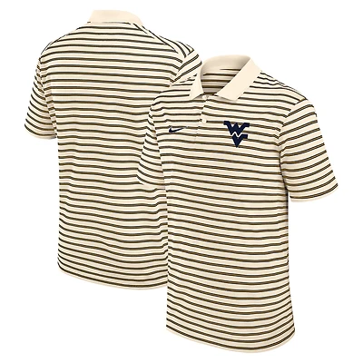 Men's Nike Cream West Virginia Mountaineers Solid Foundation Striped Performance Polo
