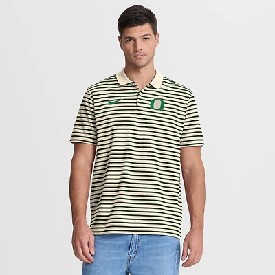 Men's Nike Tan Oregon Ducks Primary Logo Striped Dri-FIT Polo