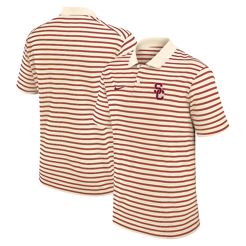 Men's Nike Tan USC Trojans Primary Logo Striped Dri-FIT Polo