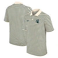 Men's Nike Cream Michigan State Spartans Solid Foundation Striped Performance Polo