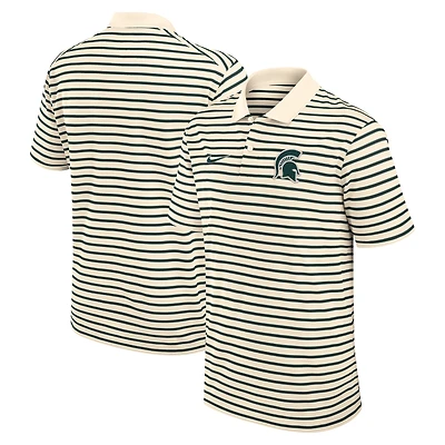 Men's Nike Cream Michigan State Spartans Solid Foundation Striped Performance Polo