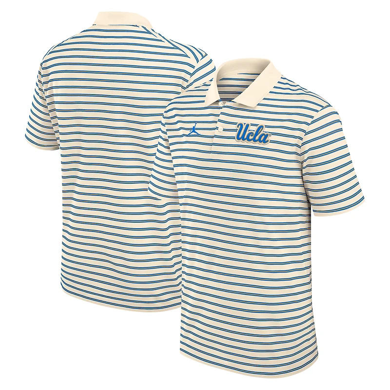 Men's Jordan Brand Tan/Blue UCLA Bruins Primary Logo Striped Dri-FIT Polo