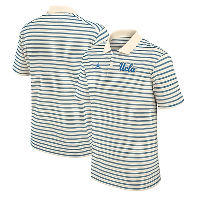 Men's Jordan Brand Tan/Blue UCLA Bruins Striped Primary Logo Performance Polo