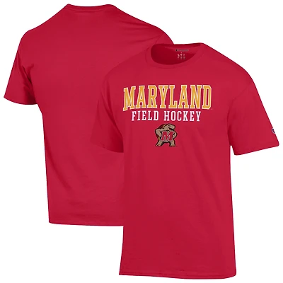 Men's Champion Red Maryland Terrapins Field Hockey Stacked T-Shirt